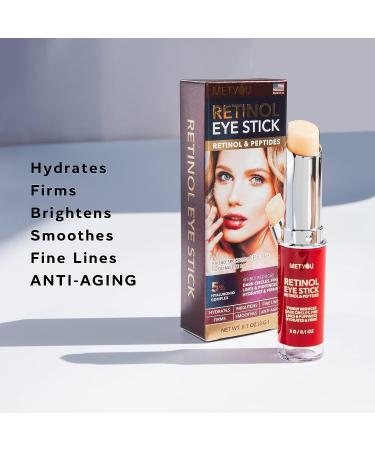 Retinol Eye Stick - Cooling & Brightening Cream for Dark Circles, Puffiness & Bags - with Peptides & 5% Hyaluronic Acid - SPF 30+ - 0.1oz - Buy Online on GoSupps.com