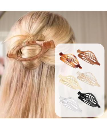 Flat Hair Claw | Vintage French Design Alligator Hair Clip | Retro No Slip Grip Hair Claw Clips Ultra Light Oval Barrette Jaw Clips Hair Accessories for Women Girls Transparent color - Buy Online on GoSupps.com