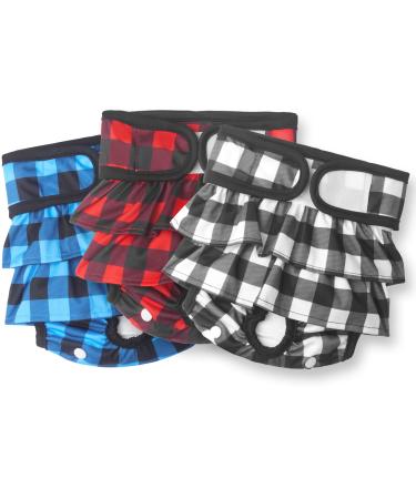 Petbank reusable dog diapers 3 pieces of hygienic dog diapers for bitches washable/high-suction with adjustable fit/3 diaper-boost pads for dog in period/urinary incontinence (m) Blue & gray & gray karo rock (3 Pack) m