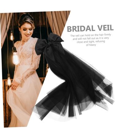 Housoutil polyester Shawl style wedding bride accessories for bachelorette party decorate wedding dresses bow veil accessories bride veil double layer satin wedding veil hair comb - Buy Online on GoSupps.com