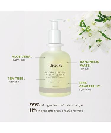 HUYGENS - Purifying Facial Cleansing Gel Infusion Blanche - 100% natural - With Tea Tree Extract - Organic - Revitalization Purification Stressed Skin - Made In France - 250 ml - Buy Online on GoSupps.com
