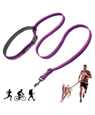 Tuff Pupper Hands-Free Adjustable Length Dog Leash | Lightweight for Running Jogging Walking | Padded Waist Belt (115-180cm) | Adjusts Length from 1 to 2 Meters Punch Purple