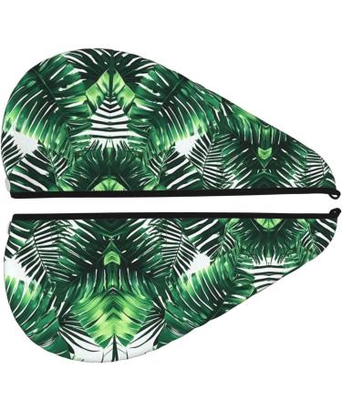 Tropical Palm Banana Leaves Coral Velvet Hair Cap with Buttons - Dry Curly Long & Thick Hair Anti Frizz Black - Buy Online on GoSupps.com