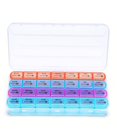 Weekly Pill Organizer(4 Weeks) Monthly Large 28 Days Pill Organizer with Removable 7 Days Pill Box Daily Pill Cases Medicine Organizer for Fish Oils Vitamins Supplements and Medications