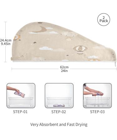 Hot Air Balloon Dry Hair Cap - 2 Piece Quick Drying Towel Set with Button Headband | Super Absorbent & Soft for Fast Drying - Buy Online on GoSupps.com