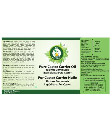 R V Essential Pure Castor Carrier Oil 200ml (6.76oz)- Ricinus Communis (100% Pure & Natural Cold Pressed) 6.76 Fl Oz (Pack of 1) - Buy Online on GoSupps.com
