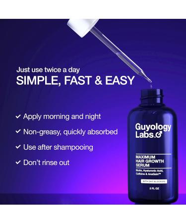 Guyology Labs Biotin Hair Growth Serum - DHT Blocker Scalp Serum for Men & Women - Anti-Thinning & Regrowth - Hyaluronic Acid - Made in USA - Buy Online on GoSupps.com