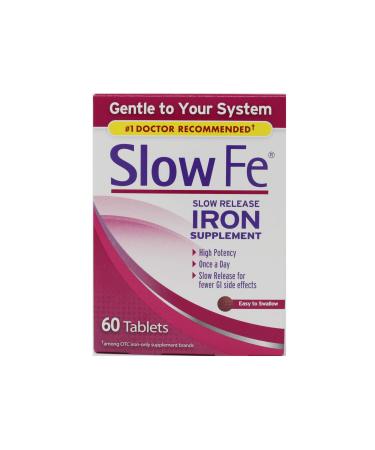 Slow Fe, High Potency Iron 45 mg, Slow Release - 60 Tablets - Pack of 2 60 Count (Pack of 2)