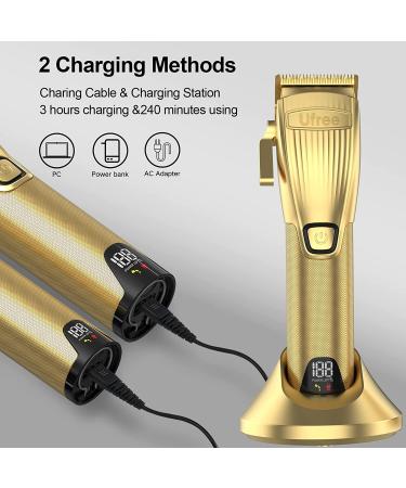 Ufree Hair Clippers and Trimmer Set 2022 - Professional Barber Combo with Charging Station, Cordless T-Blade Trimmer, Beard Trimmer, Hair Cutting Kit, Guide Combs - Gold - Buy Online on GoSupps.com
