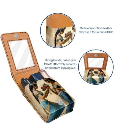 Buy Leather Lipstick Case Organizer with Mirror | Ancient Egyptian Retro Mini Lipstick Holder - Shop Internationally - Buy Online on GoSupps.com