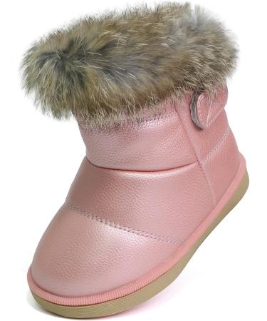 MINBEI Baby Girls Soft Leather Winter Snow Boots - Waterproof Toddler Girls Booties (Pink/White/Rose Gold/Brown) - Size 10 UK Child S411 - Buy Online on GoSupps.com