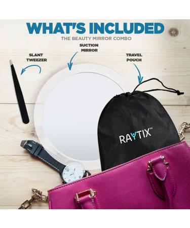 10X Magnifying Mirror and Slant Tweezers Set | Makeup & Eyebrow Essentials | Round Mirror with Suction Cups & Stainless Steel Tweezer | 6 Inch - Buy Online on GoSupps.com