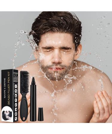 Beard Pen Kit - Bartf ller Stift Brush and Razor for Perfect Beard Color & Filling | Black Bart Stift Filler Set - Buy Online on GoSupps.com