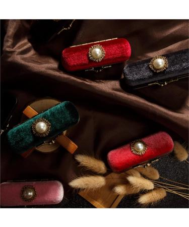 AOEGBY Lipstick Case Portable Exquisite Velvet Lipstick Organizer Vintage Copper Beads Protect Lipstick Jewelry(Pink-A) - Buy Online on GoSupps.com