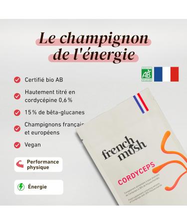  French Mush Cordyceps Powder Doypack - 90g Vegan - Mushroom for Well-being Physical Performance and Energy - Mix with food or drinks - Lab-tested Cordyceps mushroom - Buy Online on GoSupps.com