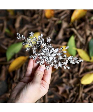 Jakawin Rhinestone Bride Wedding Hair Comb - Crystal Flower Bridal Accessory for Women and Girls - Buy Online on GoSupps.com