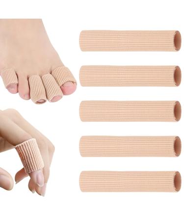 Obidodi 5pcs Cuttable Toe Cushions Tube Toe Tubes Sleeves Made of Elastic Fabric Lined with Silicone Gel Toe Sleeve Protectors Relief Toe Pressure Pain Corns Blisters Calluses (S Diameter 1.5CM)