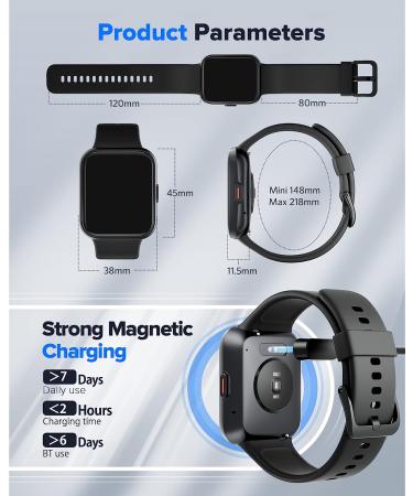 Alexa Built-in Smart Watch for Men Women | Fitness Tracker with Heart Rate Monitor, SpO2, Sleep Monitor | IP68 Waterproof Activity Tracker | Compatible with iPhone Android - 1.7 Black - Buy Online on GoSupps.com