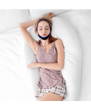 Flunyina Anti Snore Chin Strap for CPAP Users - Adjustable Head Band for Snore Reduction - Includes 5 Sleep Mouth Strips - Blue - Buy Online on GoSupps.com