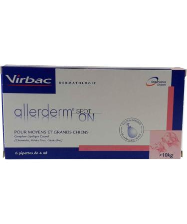 Virbac Allerderm Spot on 6 pipettes 4ml Skin care for dogs (+ 10 kg) in pipette accompanying a dermatological treatment - Buy Online on GoSupps.com