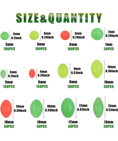 JSHANMEI 1000pcs Fishing Beads Assortment Set - Soft Plastic Glow Beads Mix Color for Fishing Tackle and Rigs | Saltwater Bait Eggs in Oval Round Shape - Buy Online on GoSupps.com