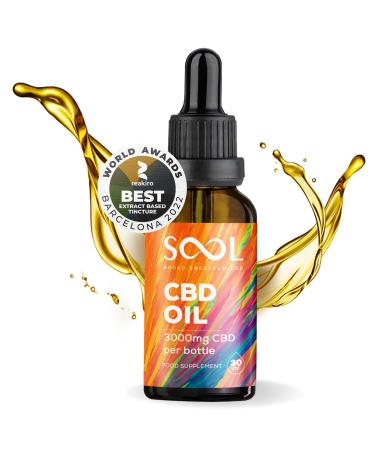 SOOL CBD Oil 3000mg 30ml | Broad Spectrum CBD Drops | Premium CBD Oil 10% | Vegan | Zero THC 30 ml (Pack of 1)
