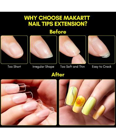 Makartt 504Pcs Soft Gel Full Cover Nail Tips - Medium Square False Nails for Salons & DIY Nail Art - Matte Finish, No Crease - 12 Sizes - Buy Online on GoSupps.com