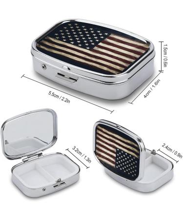 American Flag Print Pill Box - 2 Compartment Portable Organizer | Metal Pill Case for Pocket & Purse - Buy Online on GoSupps.com