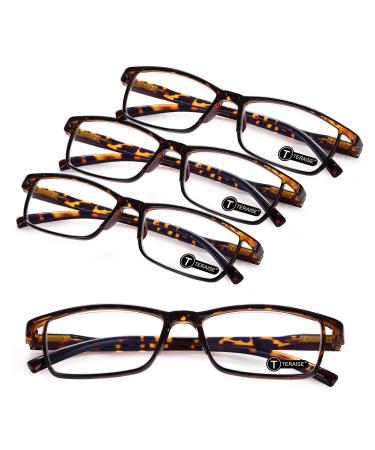 Teraise reading glasses men anti-blue reading glasses light fashion comfortable reading glasses women/reading aid robust computer reading glasses with blue light filters including feather hinge 1.25x leopard