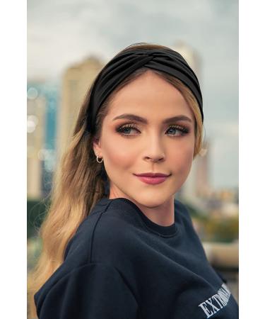 Tobeffect Non-Slip Turban Headband for Women - Boho Elastic Hair Accessory (Black Grace) - Buy Online on GoSupps.com