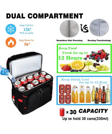 Insulated Cooler Backpack - Waterproof & Leak Proof - 30 Can Capacity - Keeps Food and Drinks Hot/Cold for 12 Hours - Red - Buy Online on GoSupps.com