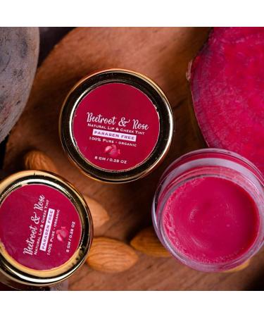 Natural Beetroot & Rose Lip & Cheek Tint | 100% Organic & Natural | Lighten dark lips | Hydrated & Nourished lips | UV Protection | Heal Chapped Lips. | Suitable for all types of Lips 8gm - Buy Online on GoSupps.com