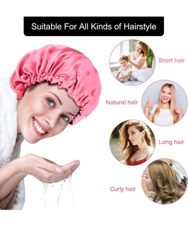 Fuyamp 2 Packs Satin Sleep Cap Adjustable Silky Sleep Bonnet for Women Long Curly Hair Double-Sided Waterproof Satin Hair Cap Extra Large Sleep Satin Bonnet for Women Girls Sleeping Black+Pink - Buy Online on GoSupps.com