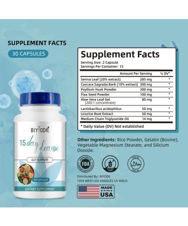 2 PCS 15 Day Gut Cleanse Gut and Colon Support Advanced 15 Day Gut Cleanse Detox for Women & Men with Senna Cascara Sagrada & Psyllium Husk Non-GMO (2 Bottle 60 Capsules) - Buy Online on GoSupps.com