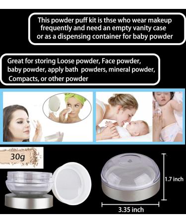 Powder Puff Body Powder Puff and Container Makeup Powder Case Dispensor Face Powder Makeup Jar Travel Multi-purpose Plastic Empty Body Powder Case with Velour Powder Puff & Elasticated Net Sifter. - Buy Online on GoSupps.com
