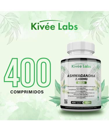 Kiv eLabs 400 Comprimidos Ashwagandha de Alta Potencia 2400 mg for compression with concentration 501 VEGANO Sin Gluten Sin OGM - Buy Online on GoSupps.com