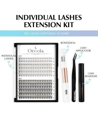 Oreola False Eyelashes Set - Natural Individual Eyelash Clusters 0.07D 8-14mm 228PCs DIY Extensions Kit with Bond & Seal Adhesive Remover & Tweezers - Buy Online on GoSupps.com