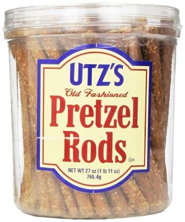 Utz Old Fashioned Pretzel Rods  27 oz. Barrel  Thick, Crunchy Pretzel Rod, Perfect for Dipping and Snacks, Zero Cholesterol Snack Food