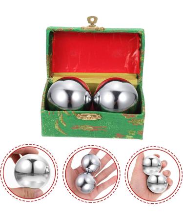 Lurrose Baoding Iron Balls Set | Stainless Steel Chinese Massage Balls for Health & Relaxation | 5.3cm Silver Bath Balls - Buy Online on GoSupps.com