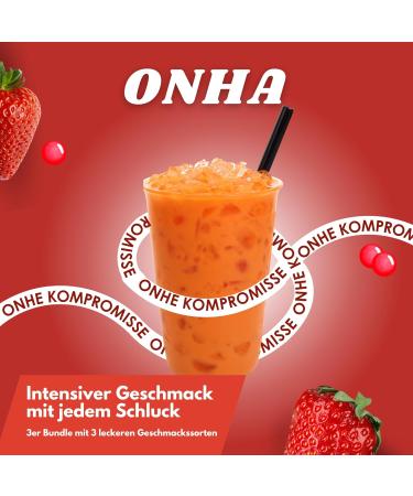 Onha Bubble Tea Pearl Set - 3 Skin Pack Popping Boba - 100% Vegan & Gluten-Free - Ready to Serve Strawberry Peach Apple Flavors - 270g Each - Buy Online on GoSupps.com