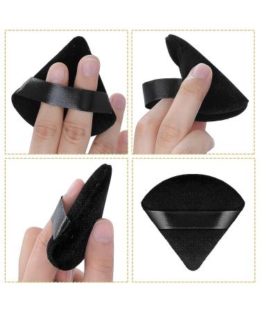8-Piece Triangle Wedge Soft Velour Powder Puffs Set for Face and Body Makeup - Black - Buy Online on GoSupps.com