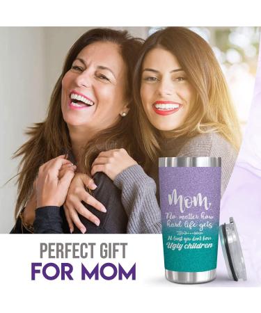 TEEZWONDER 20oz Stainless Steel Tumbler for Mom - Perfect Birthday, Christmas, and Mother's Day Gift Idea from Daughters & Sons - Purple Teal Mom - Buy Online on GoSupps.com
