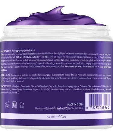 Hair Bar NYC Silver Mask 16.9oz - Purple Toning Mask for Blonde, Silver, Platinum Hair with Keratin & Biotin - Buy Online on GoSupps.com