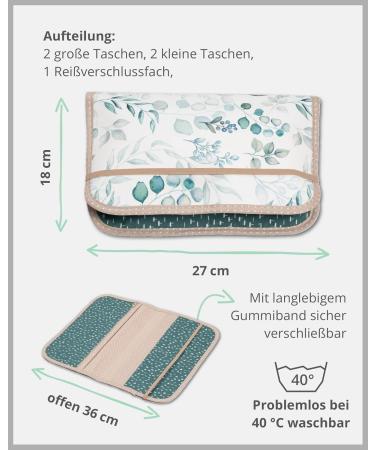 ULLENBOOM Diaper Pocket for On-the-Go | EU-Made Diaper Bag for 3 Diapers & Accessories - Eucalyptus Design - Buy Online on GoSupps.com