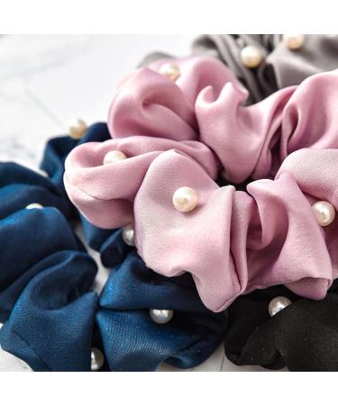 scicent Satin Scrunchies for Hair 4 Pieces Soft Silk Elastic Hair Band Set Hair Ties Ponytail Holders for Women and Girls - 4318 - Buy Online on GoSupps.com