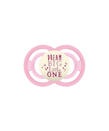 MAM PERFECT NIGHT Schnuller aged 16+ months prevents tooth misalignment particularly thin and flexible silicone pacifier lights up in the dark 16+ months Dream Big
