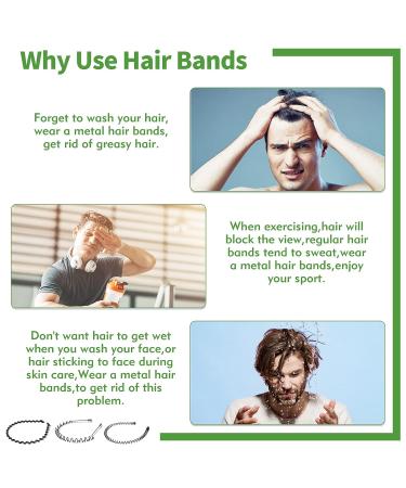 3-Piece Metal Non-Slip Headband Set for Outdoor Sports - Unisex Black Wavy Spring Headbands for Men and Women - Elastic Hair Hoop Clips - Buy Online on GoSupps.com