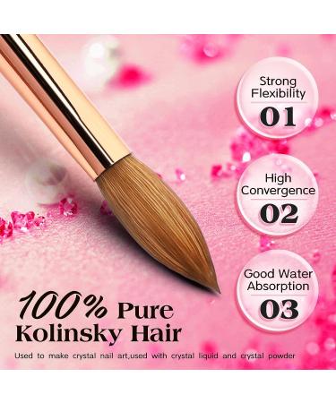 Yasterd 100% Pure Kolinsky Acrylic Nail Brush - Size 8 Crimped Oval | Pink Rhinestone Metal Handle | Professional Manicure Tool - Buy Online on GoSupps.com