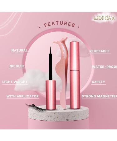 Magnetic Eyelashes Set - 5 Pairs of Lashes, 2 Magnetic Eyeliners, Tweezer - Reusable, No Glue Needed - Buy Online on GoSupps.com