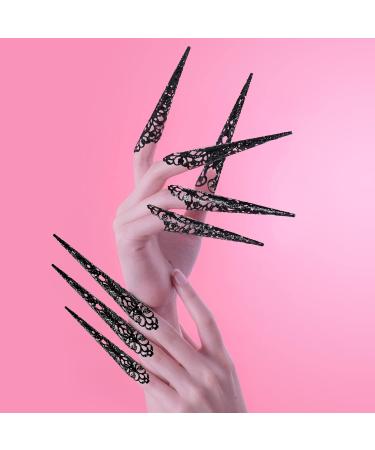 ANCIRS 10 Pack Finger Nail Tip Claw Rings - Ancient Queen Costume Fingertip Claw Nail Rings Decoration - Halloween Cosplay Dance Show - Black 10pcs - Buy Online on GoSupps.com